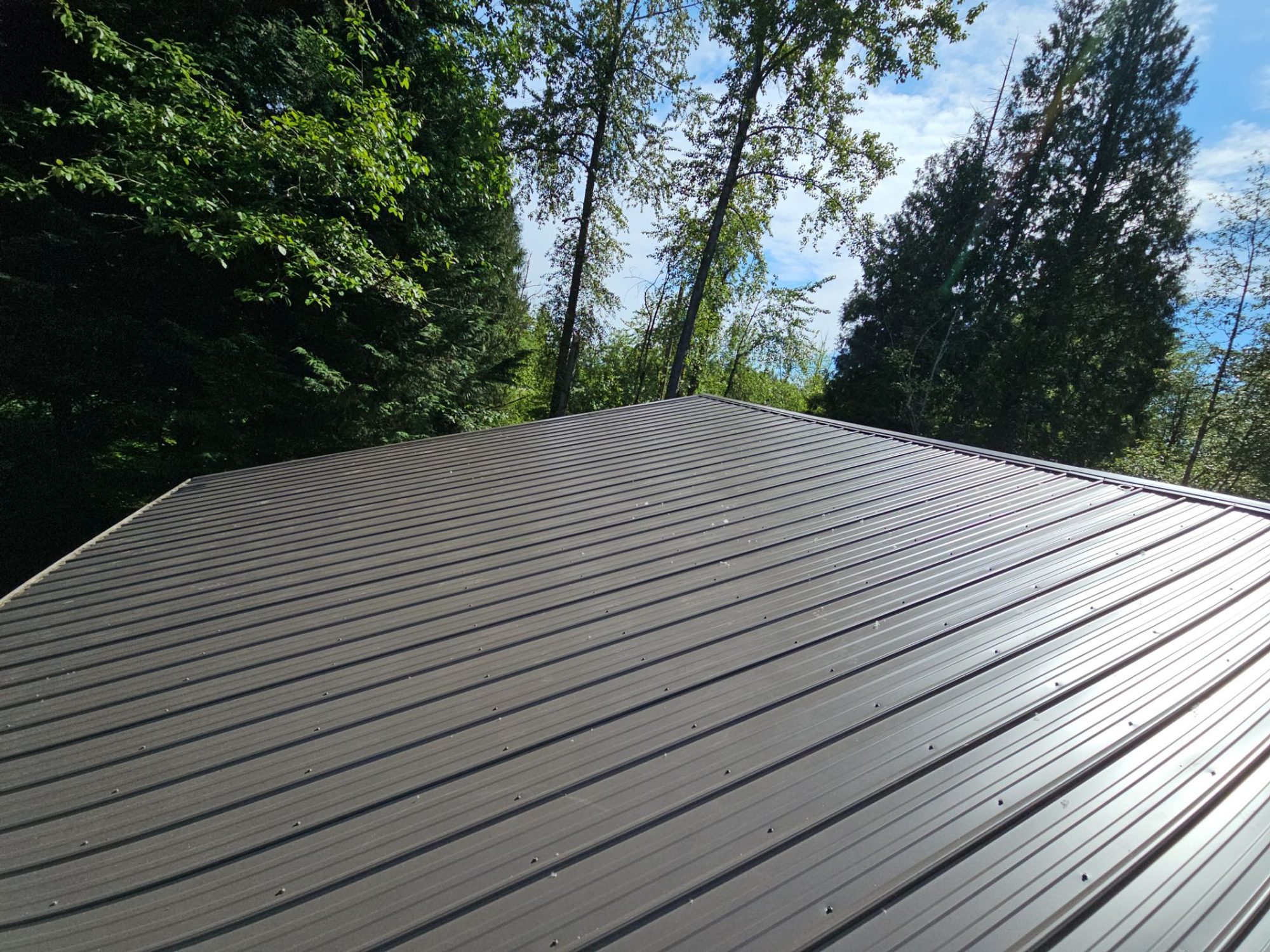 Amor Roofing Medium Bronze asphalt roof in Snohomish, metal bronze roof sky