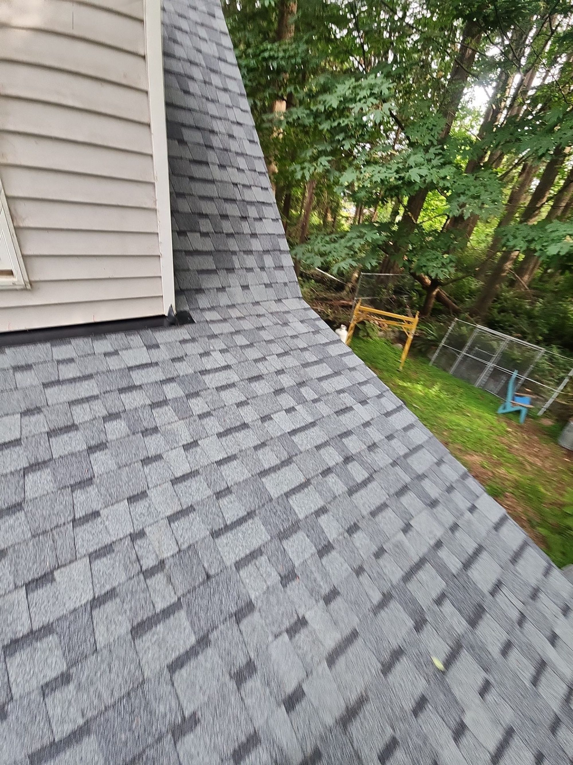 Finished Pabco Premier Pewter Gray asphalt shingle roof plane past the dormer, Lake Stevens, WA