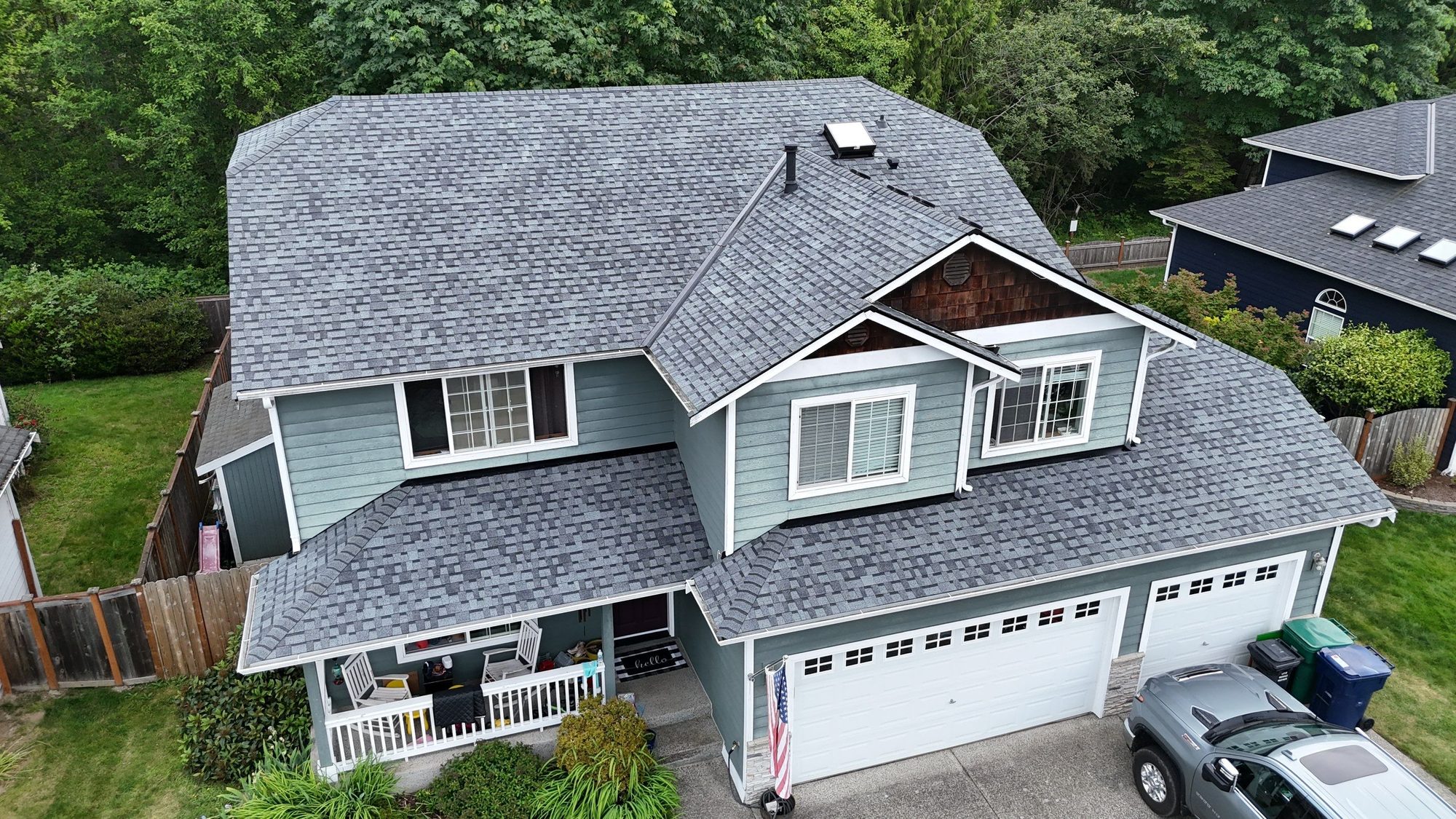Amor Roofing Pewter Gray asphalt roof in Marysville, aerial roof 07