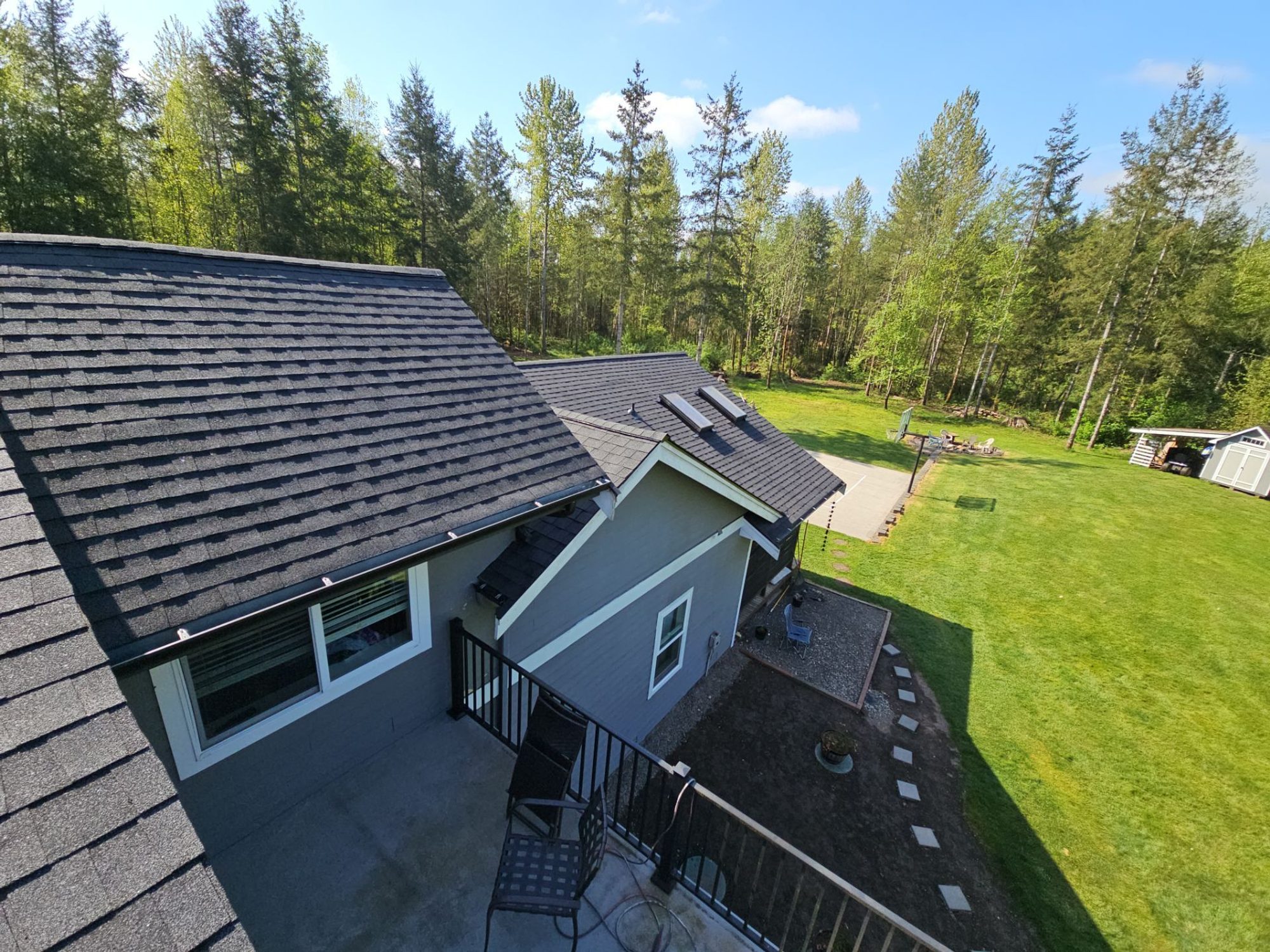 New asphalt roof over the garage wing and side entry, Lake Stevens, WA