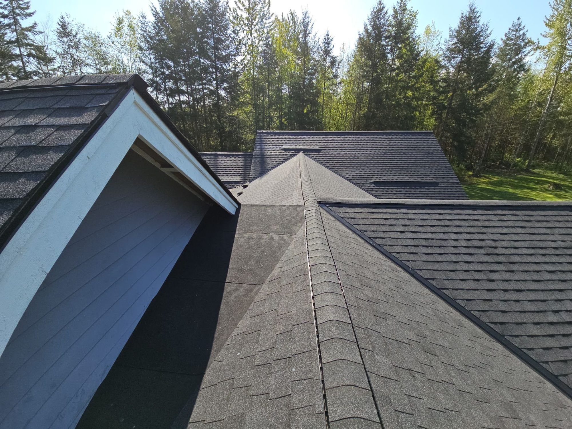 Roof plane detail showing Charcoal asphalt shingle pattern in Lake Stevens, WA