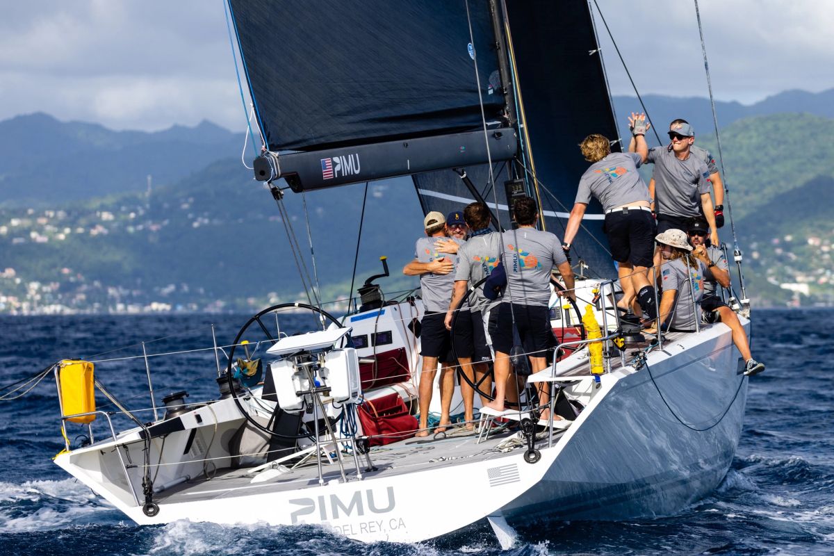 Crew celebrating at the stern