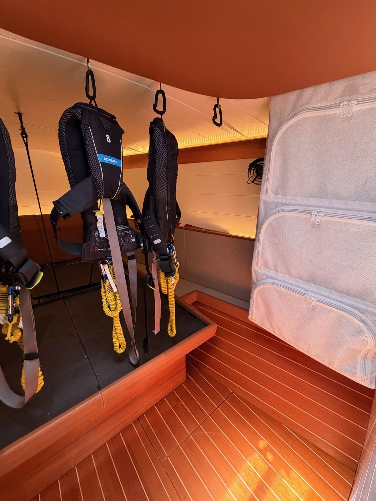 Lifevests and tethers ready for offshore