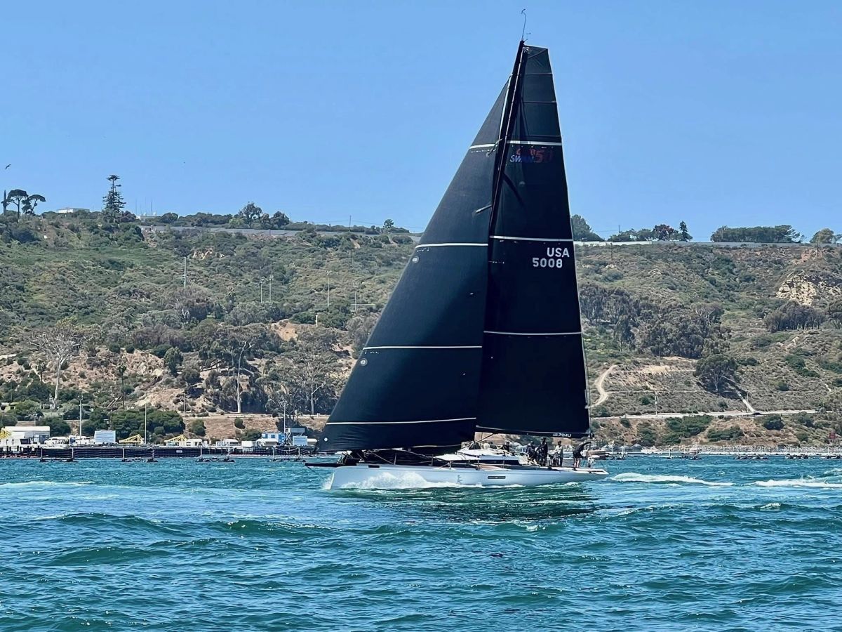 Pimu upwind off Point Loma, sail number USA 5008