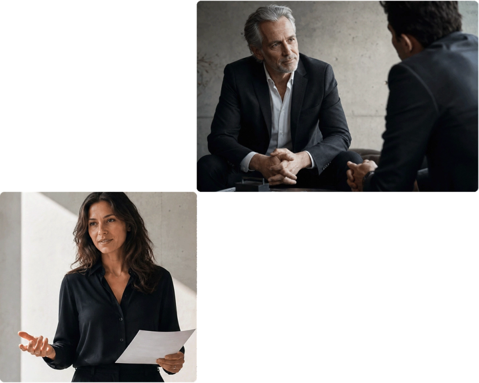 Board room discussion involving restoring liquidity and stabilizing operations
