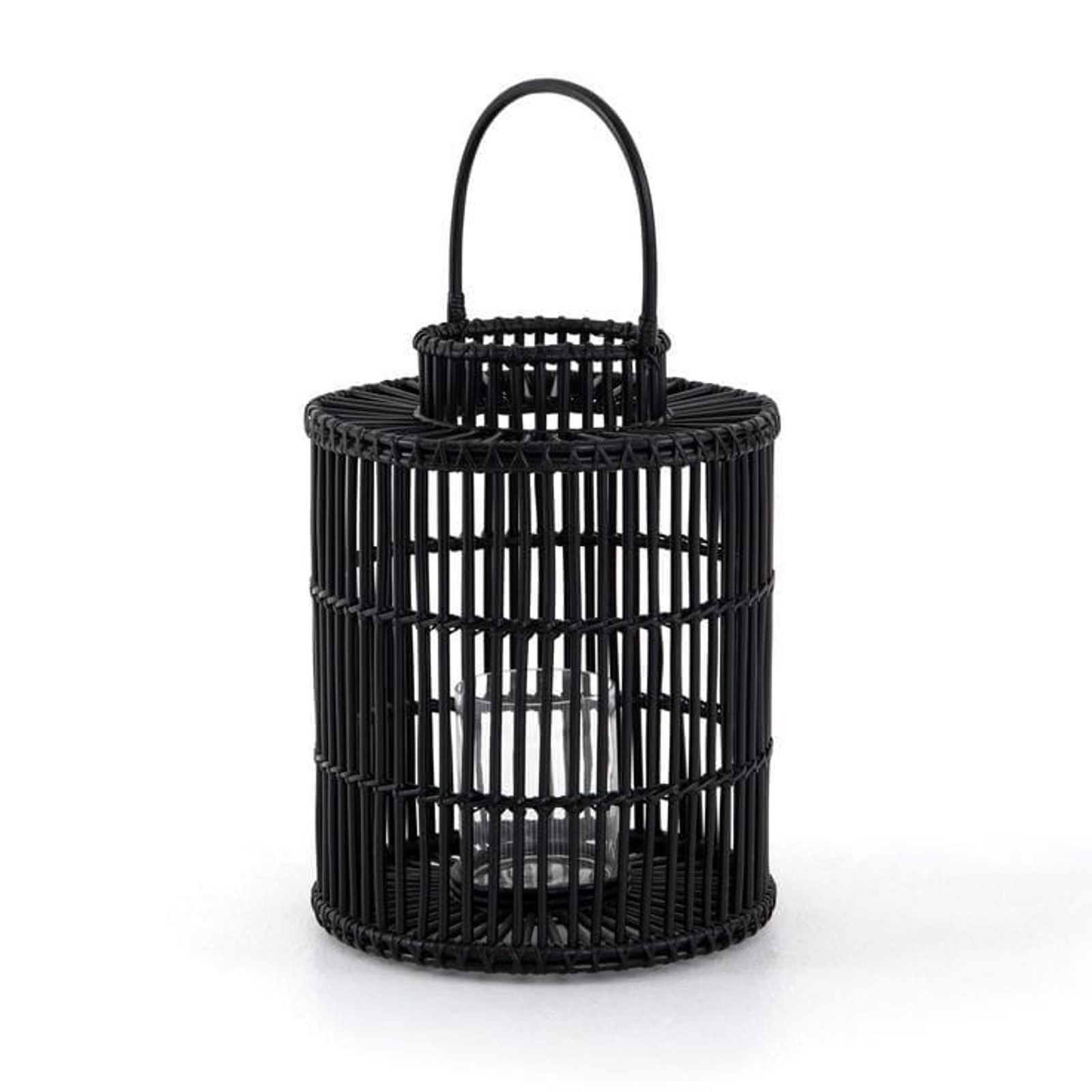 Black woven cane lantern