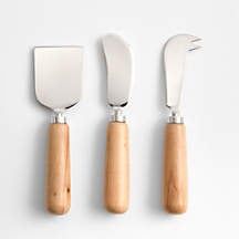 Wood-handle cheese knife set