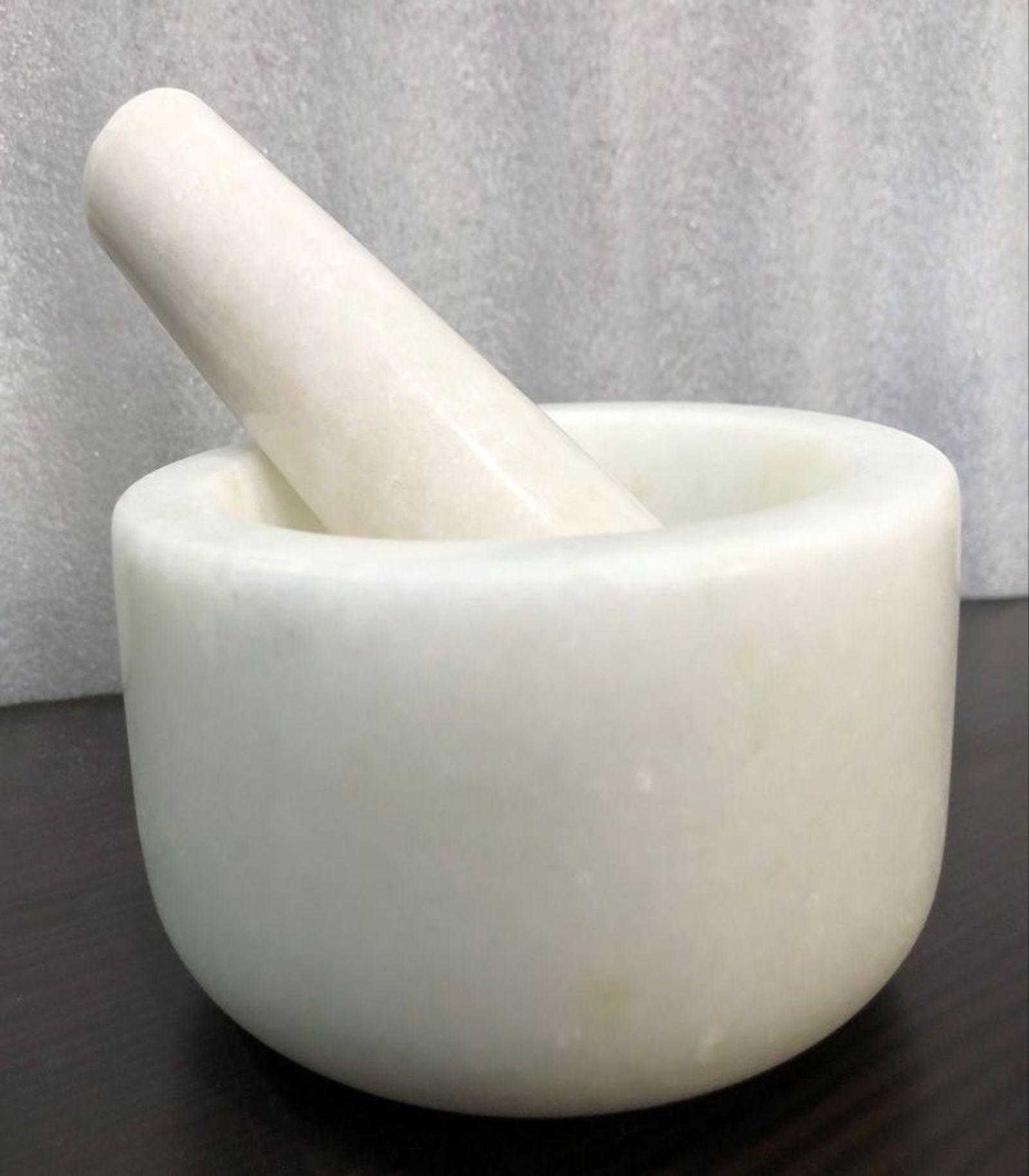 White marble mortar and pestle