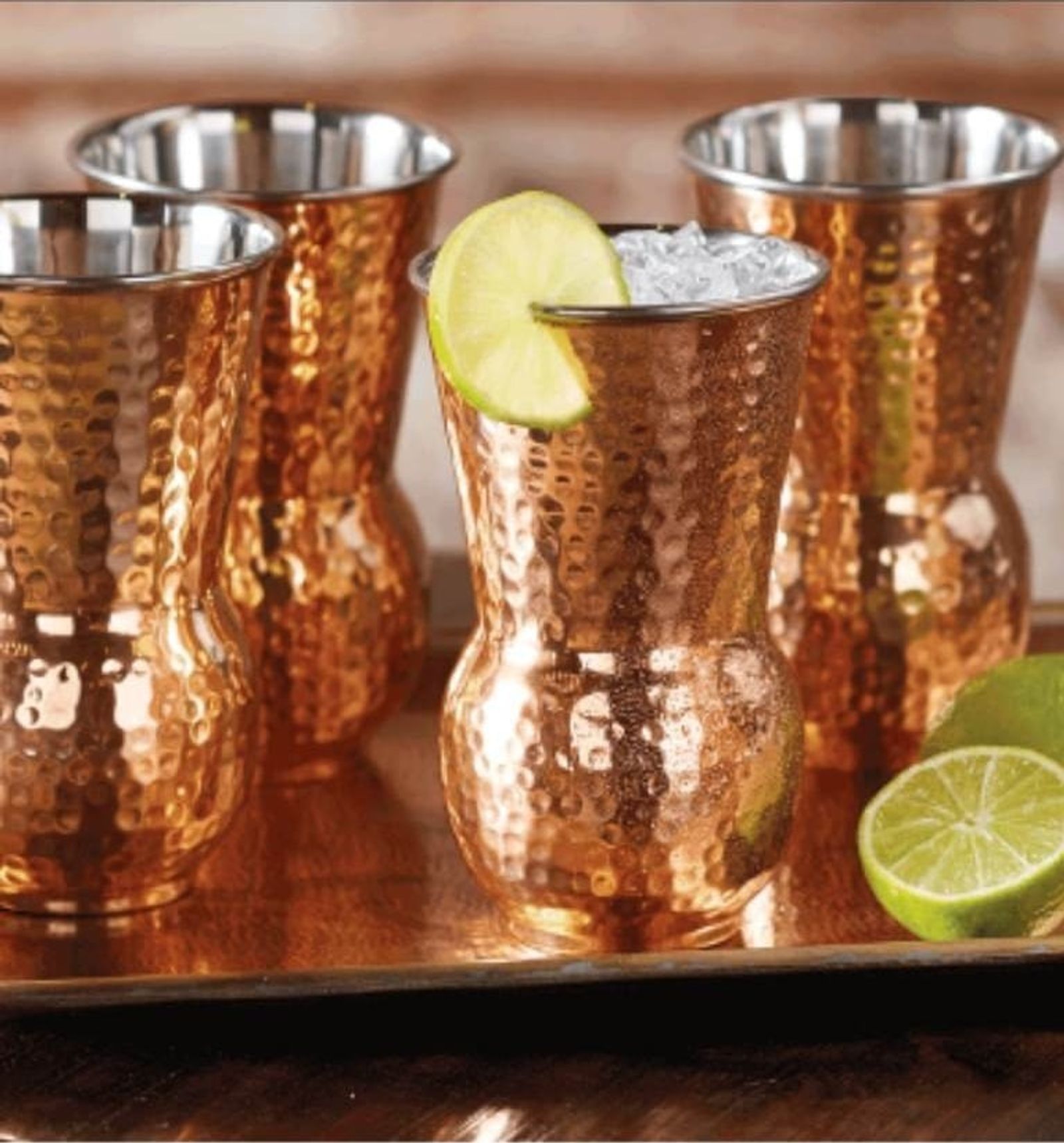 Hammered brass tumbler