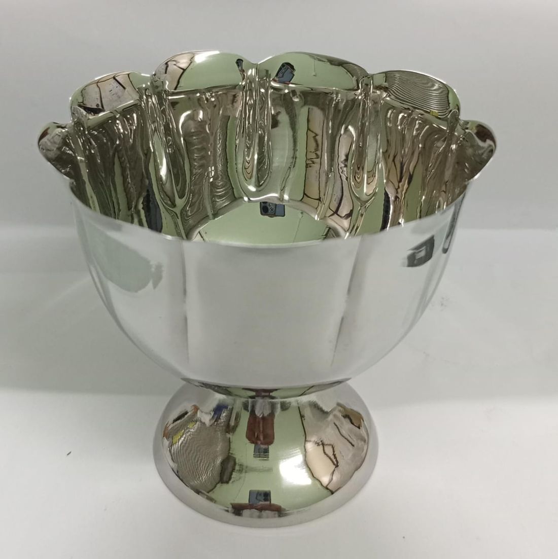 Silver footed compote serving bowl