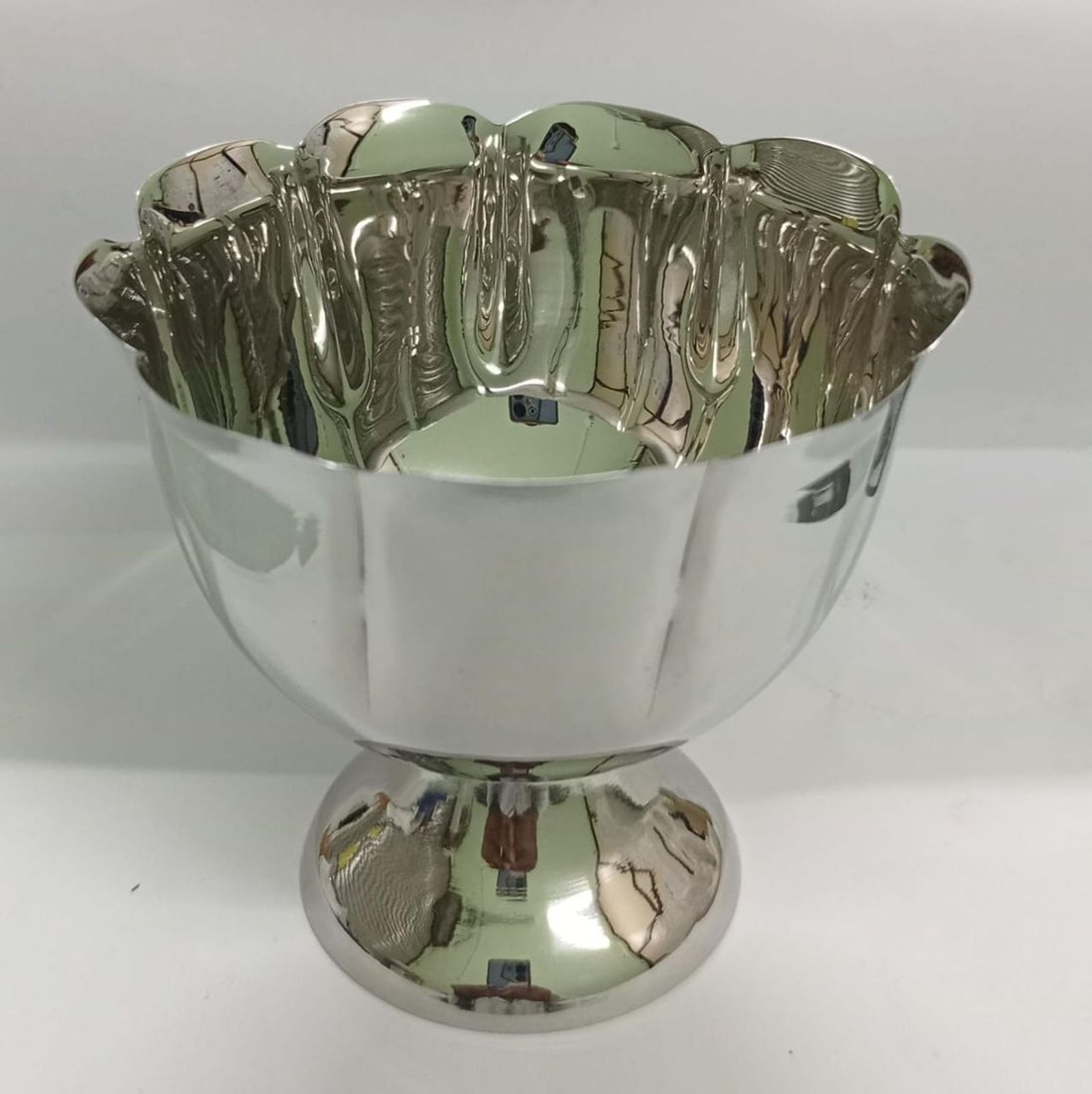 Silver footed compote serving bowl