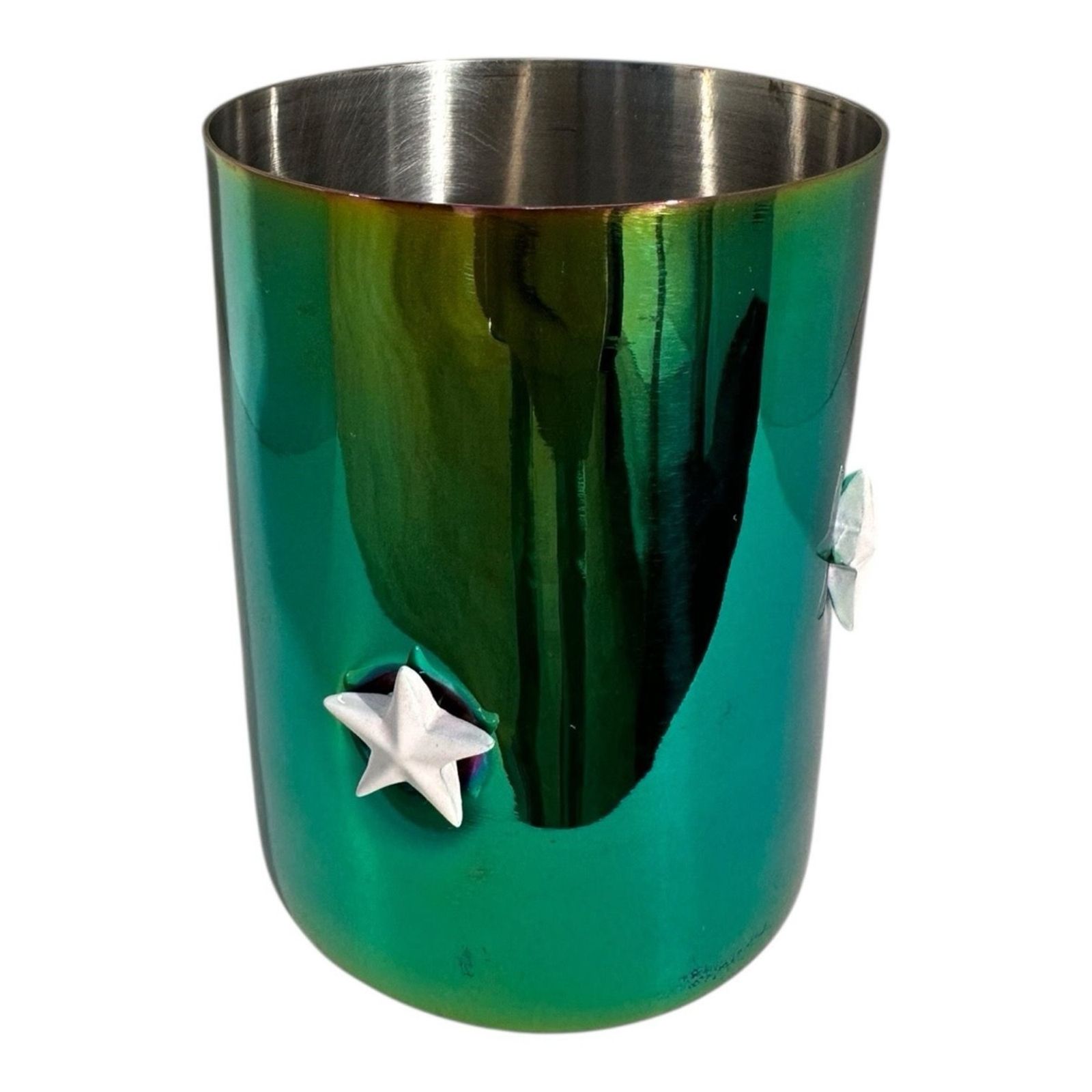 Green rainbow-PVD 4-inch Icon tumbler with a white star motif