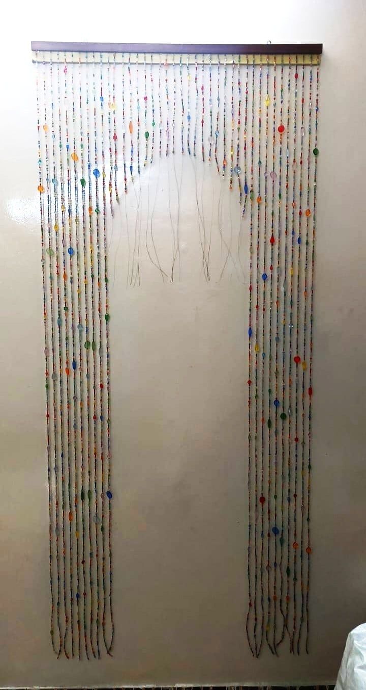 Fine hand-strung beaded doorway curtain