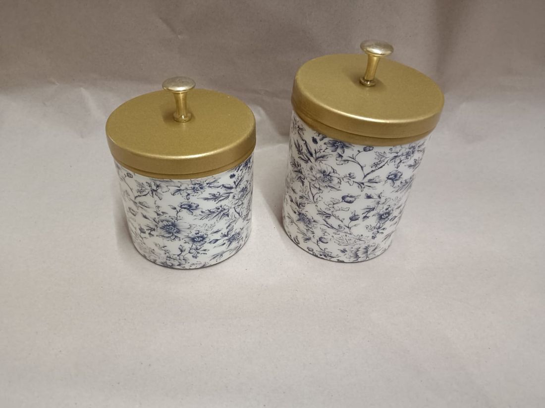 Blue floral airtight ceramic jars