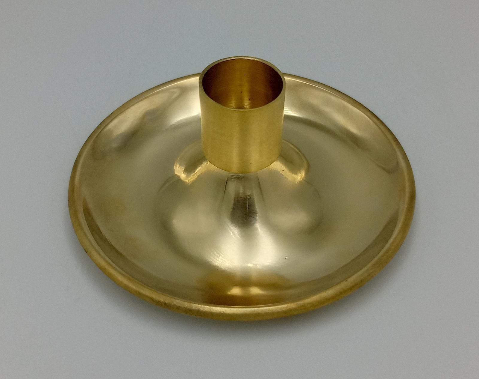 Tall turned brass candle holder