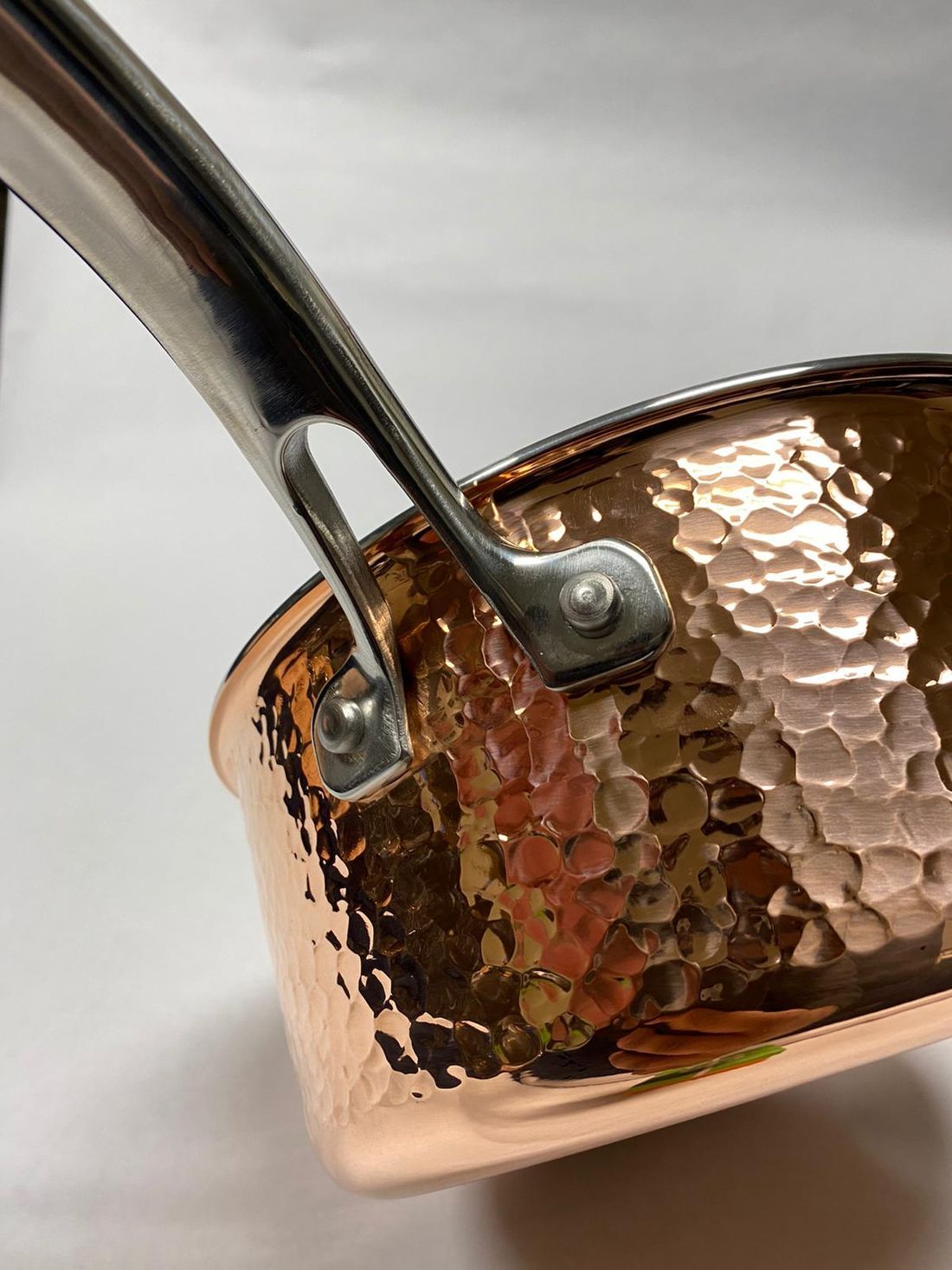 Hammered copper detail close-up