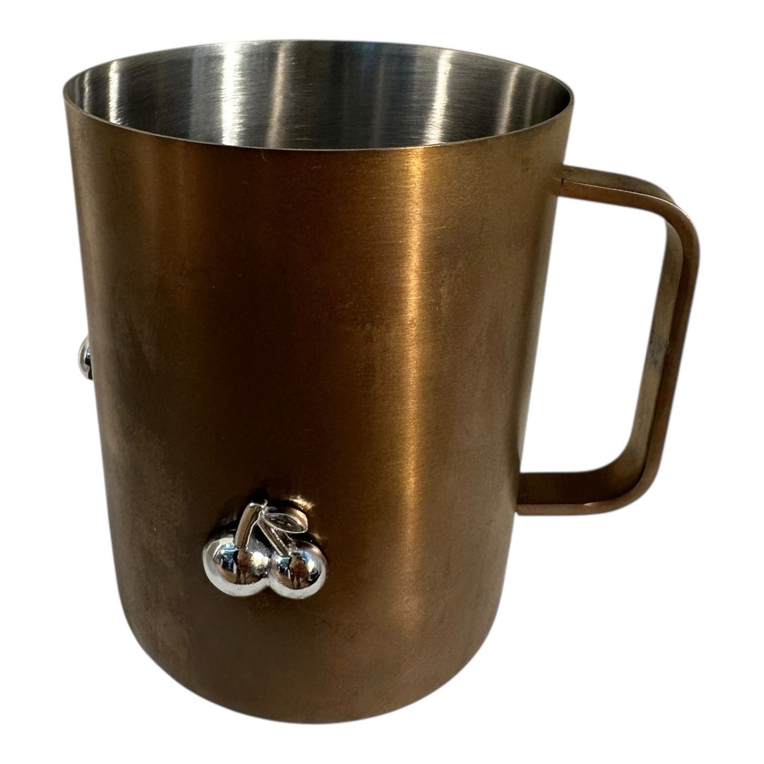 Gold-PVD stainless steel Icon mule mug with a sculpted silver cherry motif