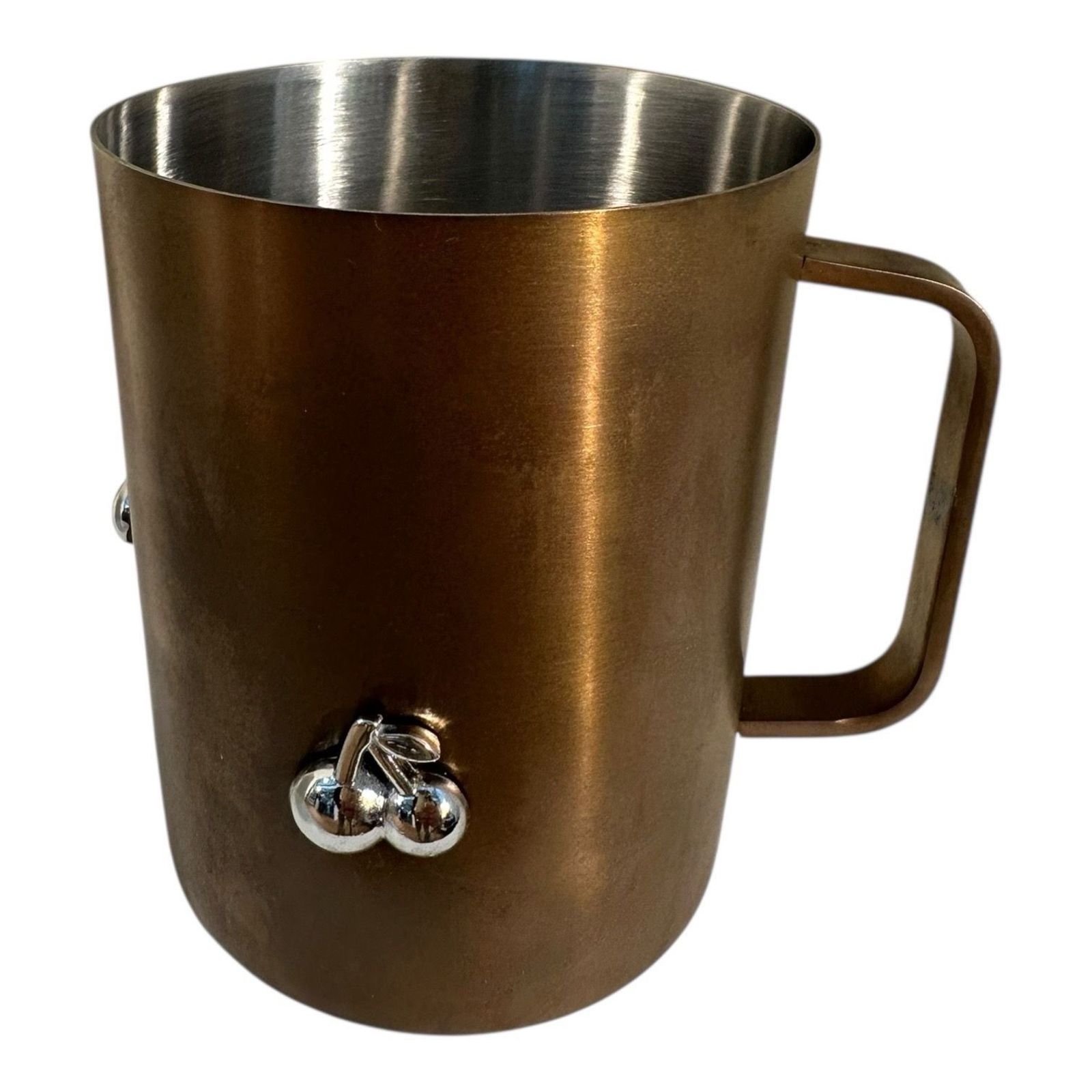 Gold-PVD stainless steel Icon mule mug with a sculpted silver cherry motif