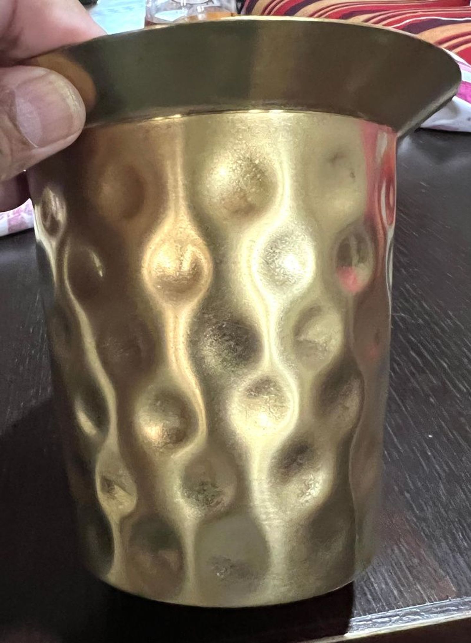 Hammered brass tumbler