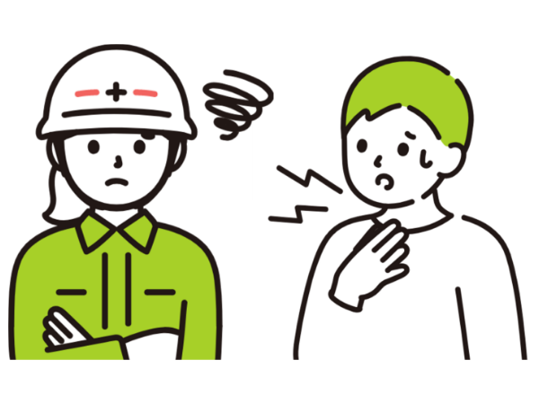 救急隊員と辛そうなの人のイラスト