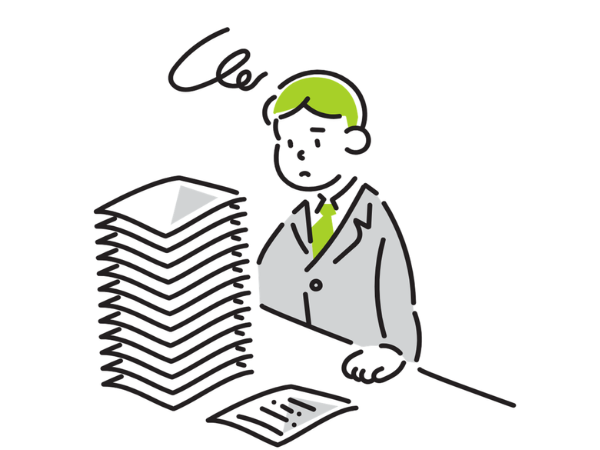 積み重なった書類のイラスト