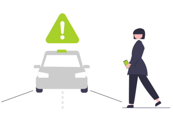 車と歩行者のイラスト