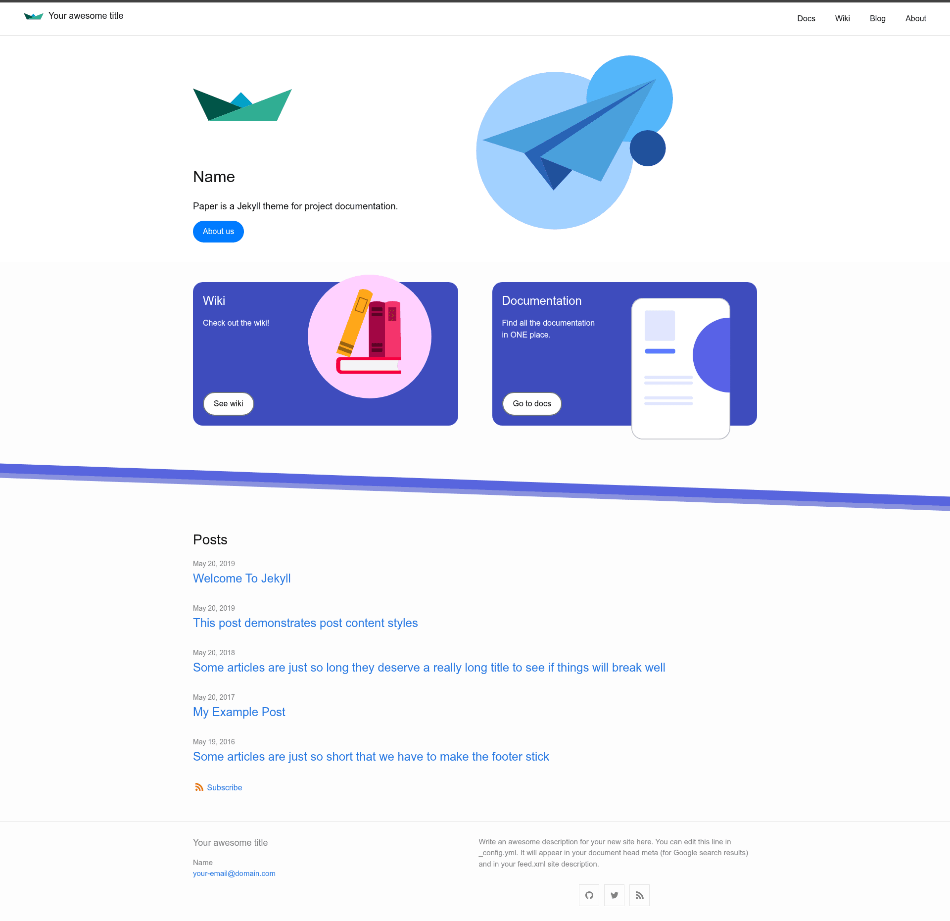 screenshot of Jekyll Theme Paper on template0.com