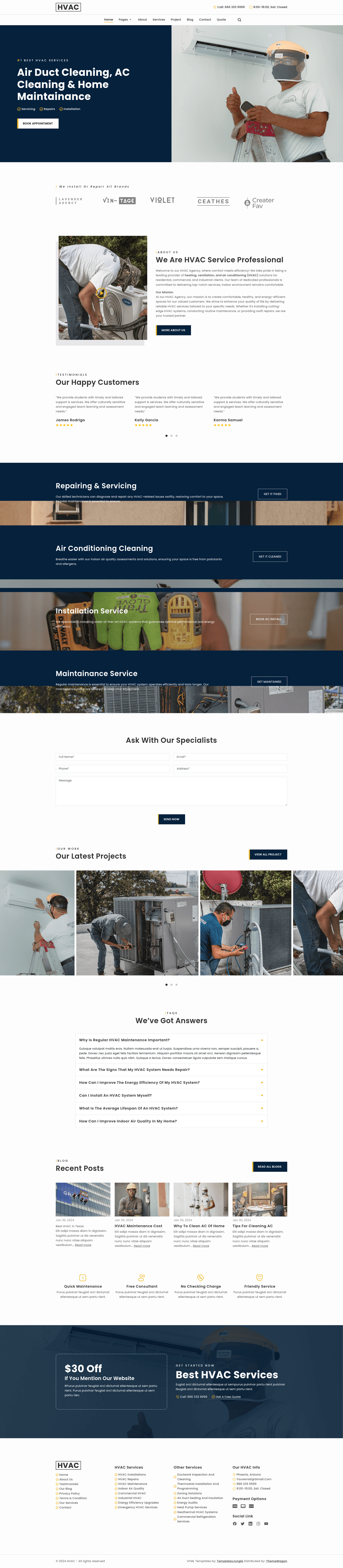 screenshot of HVAC on template0.com