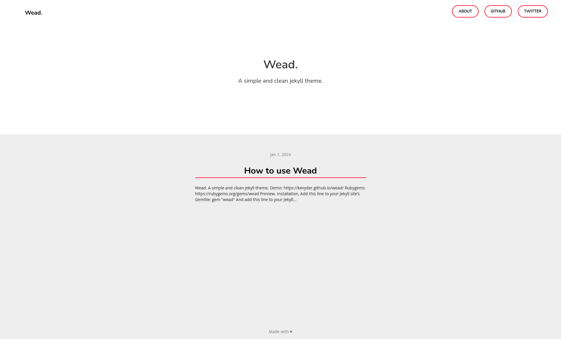 screenshot of Wead on template0.com