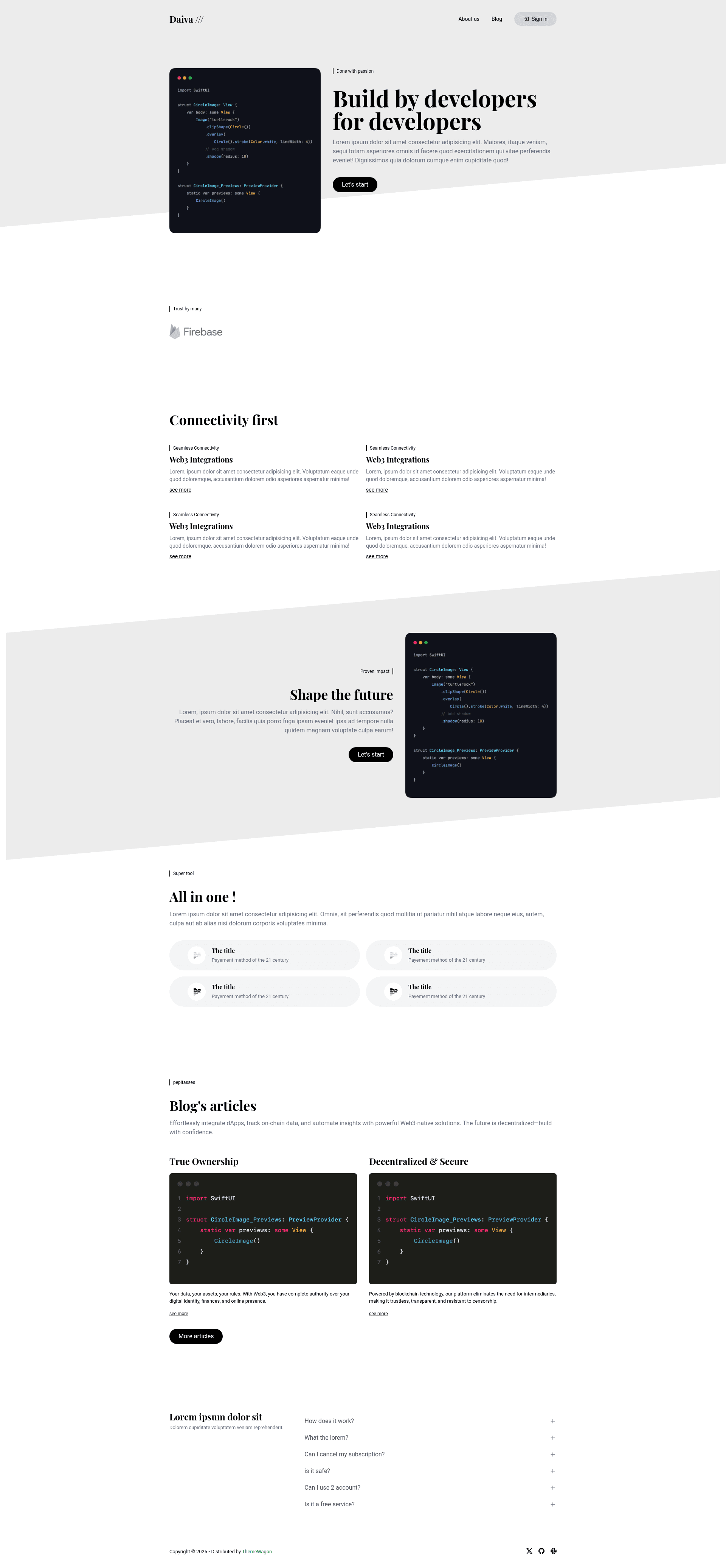 screenshot of Daiva – Free Tailwind CSS Blogging Website Template on template0.com