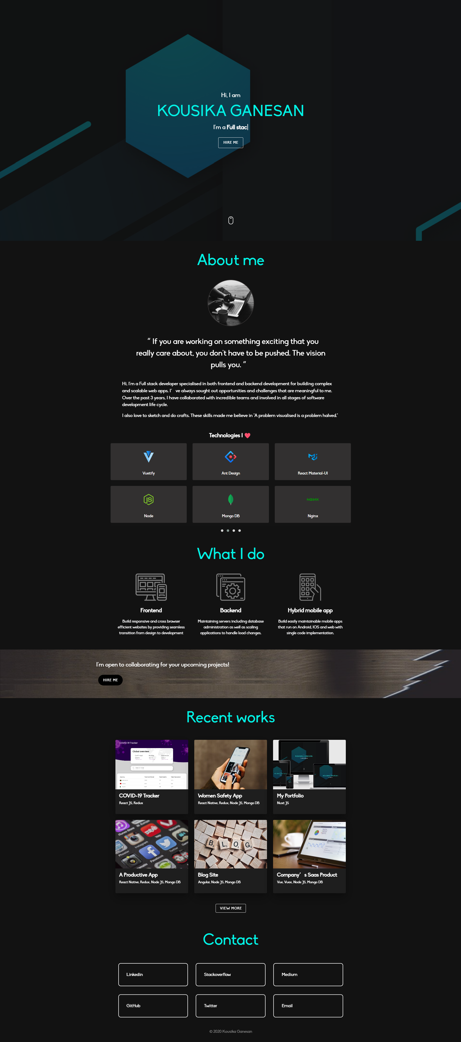 Image for Kousikaganesan Resume Template(personal nuxt template) on template0.com