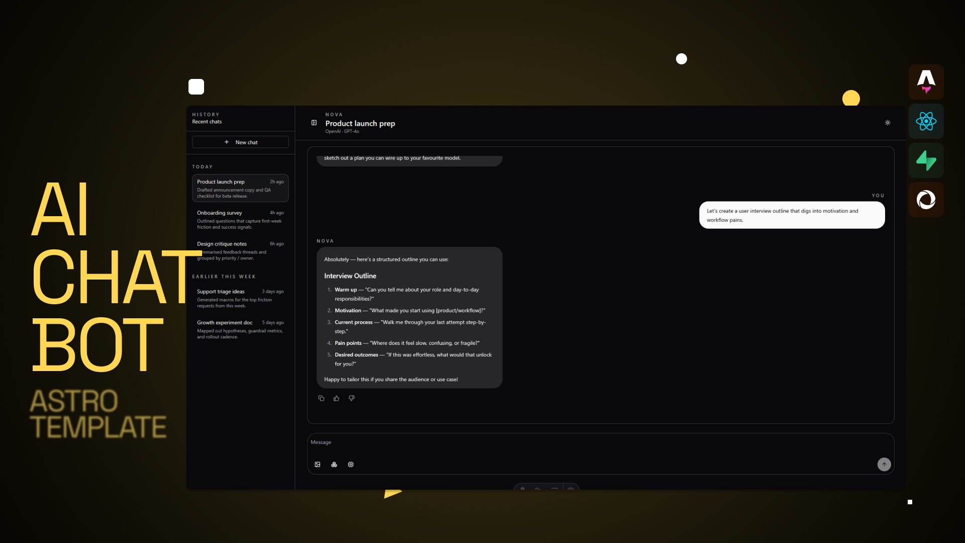 Astro AI Chatbot Template - Vercel SDK Edition preview