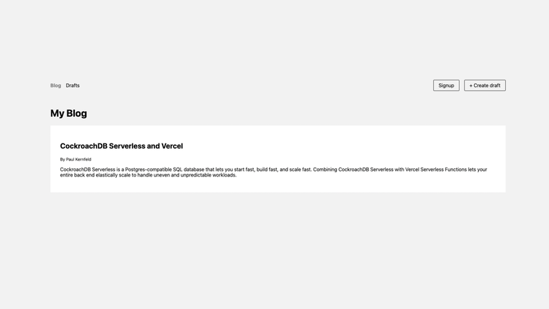 Image for CockroachDB + Prisma + Next.js Starter on template0.com Image for CockroachDB + Prisma + Next.js Starter on template0.com