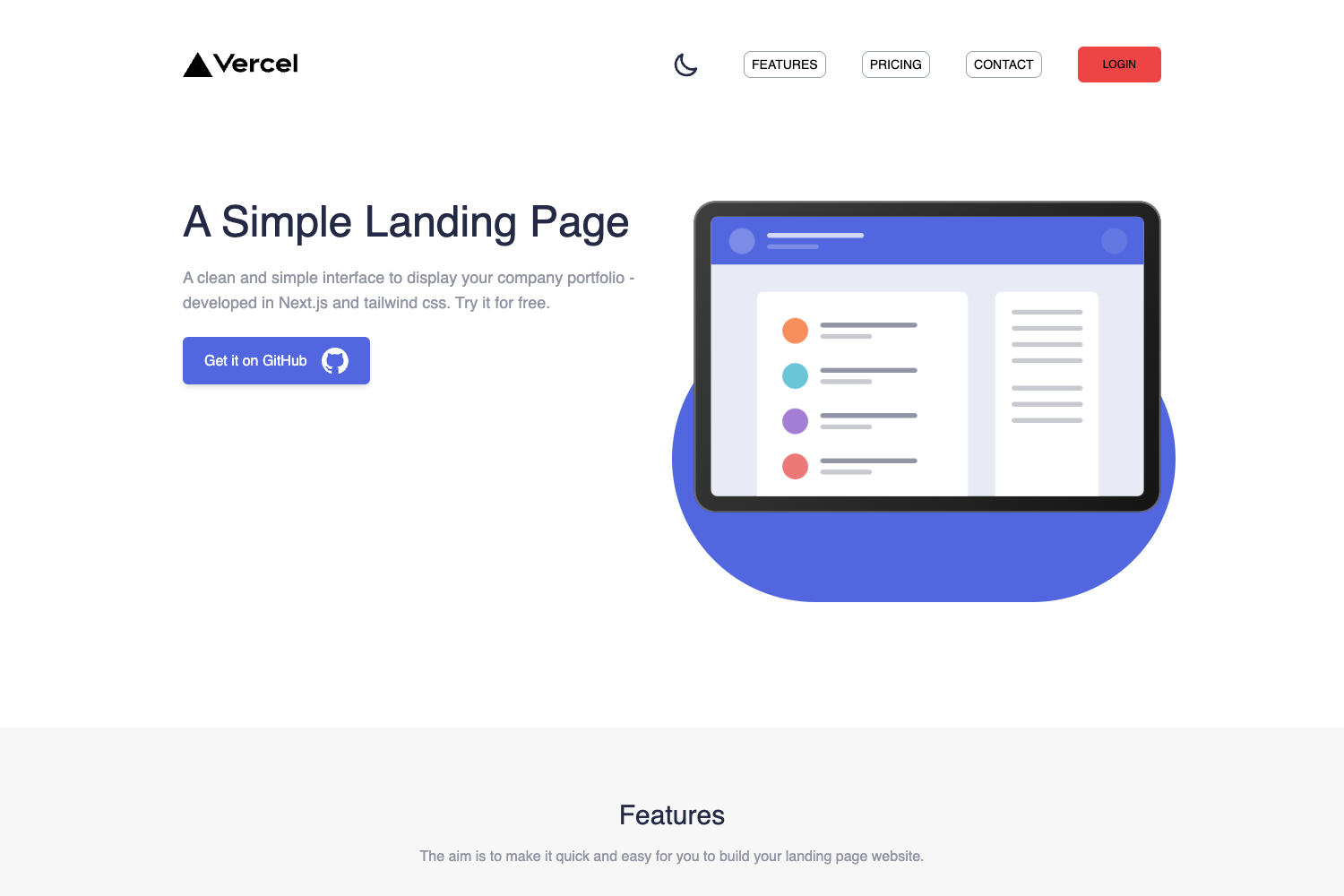 Company's Landing Page Template preview
