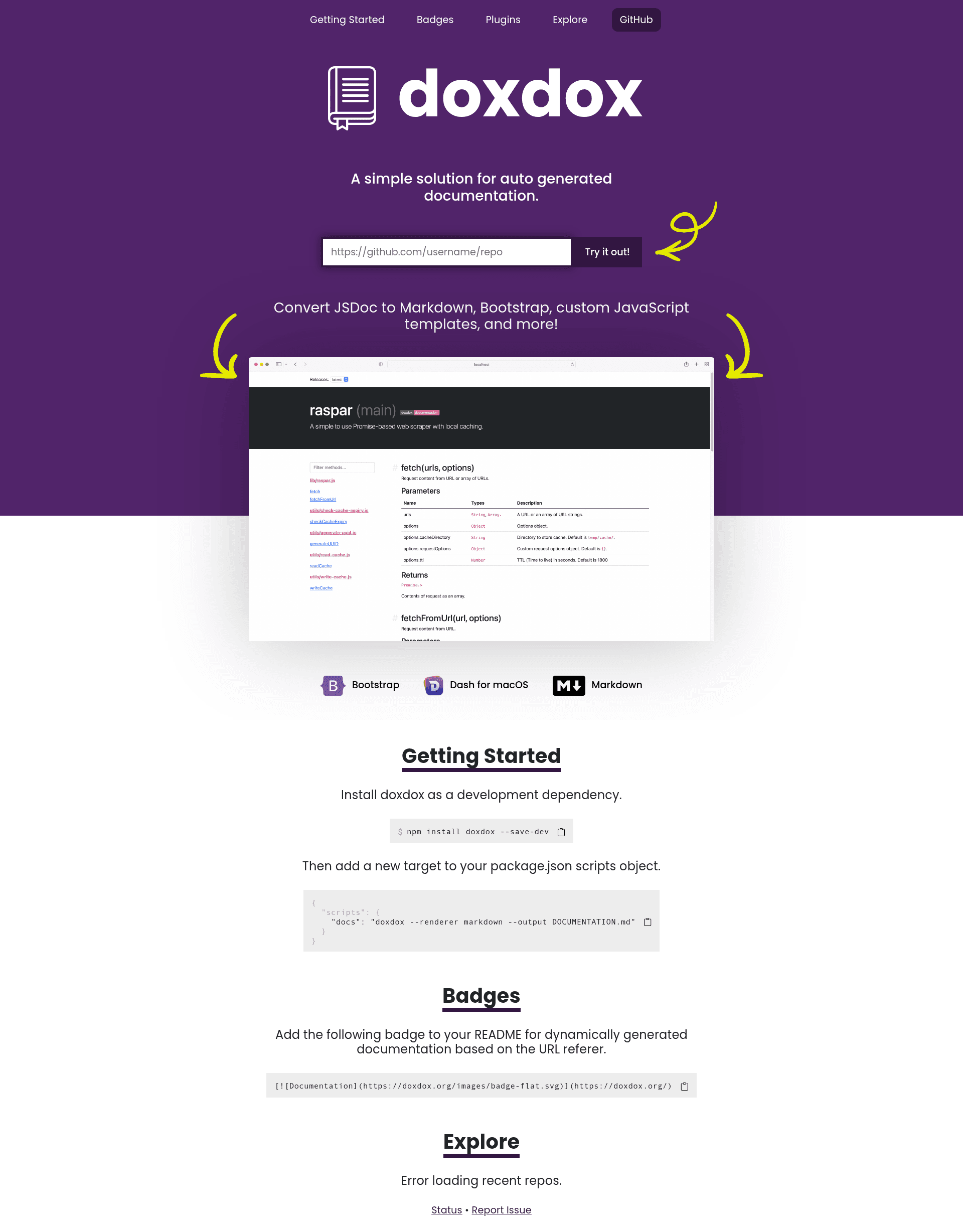 screenshot of Doxdox on template0.com