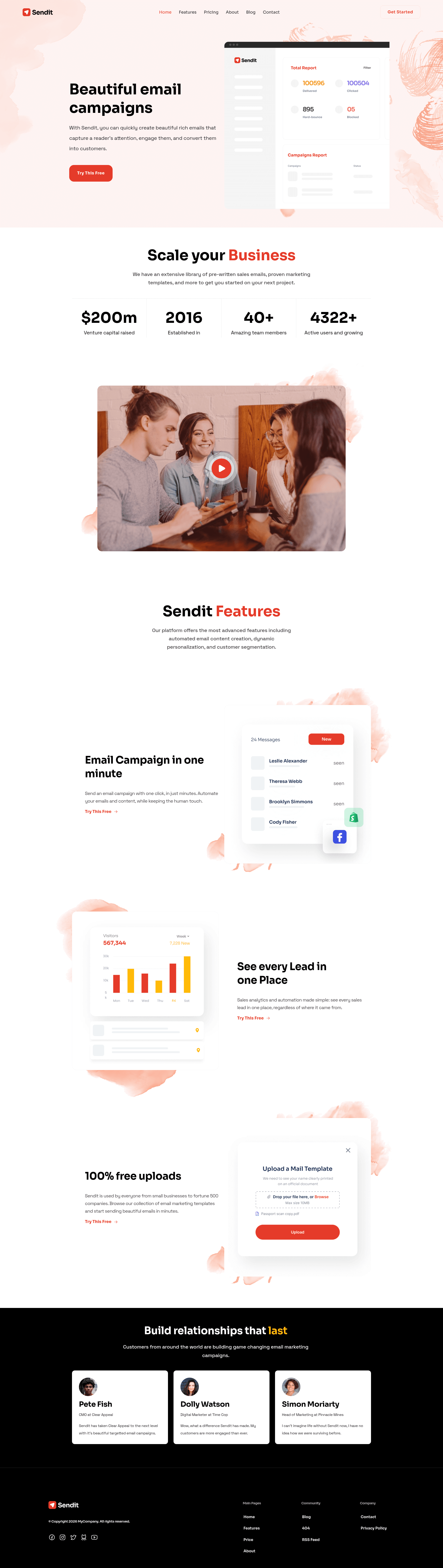 screenshot of Sendit on template0.com