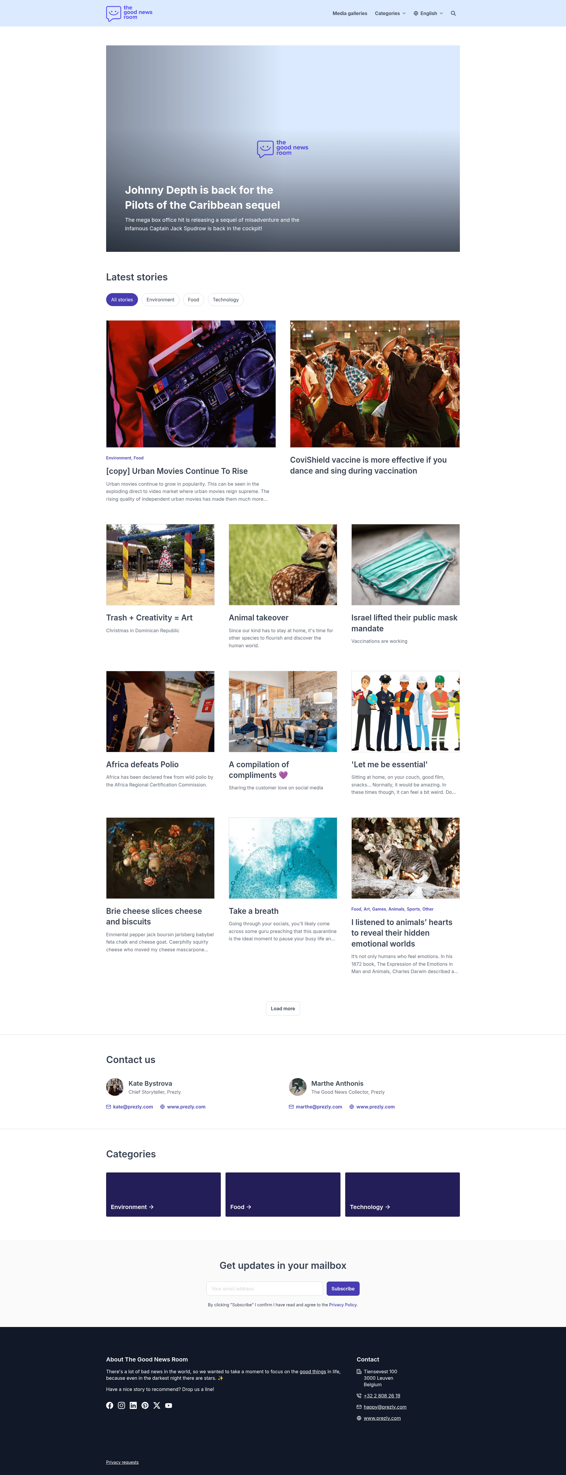 screenshot of Prezly Bea Theme on template0.com