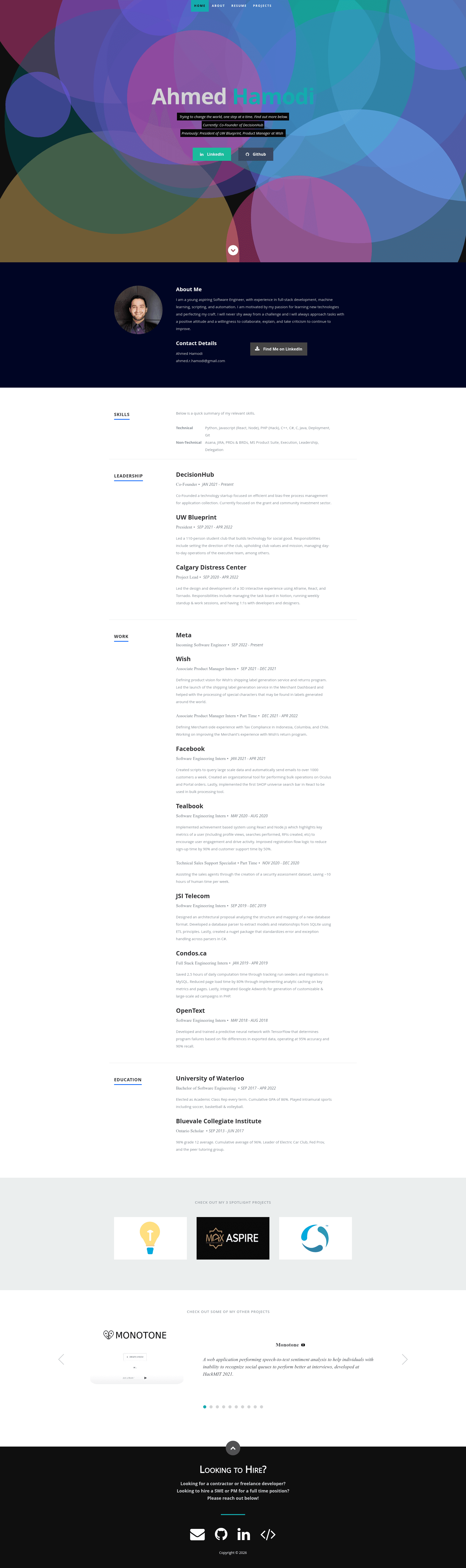 screenshot of Personal Portfolio on template0.com