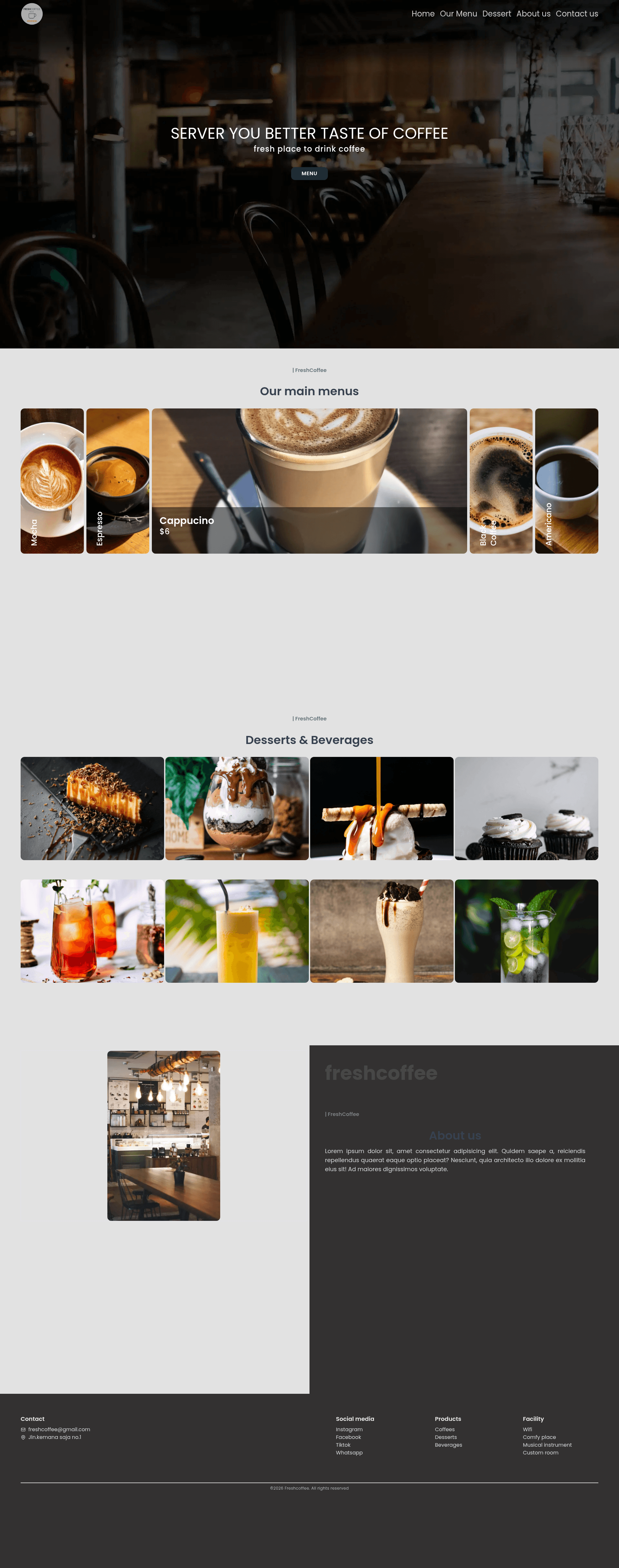 screenshot of Fresh Coffee on template0.com