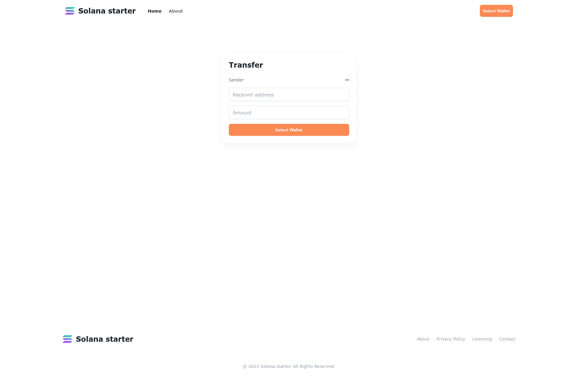 screenshot of Solana NextJS Starter on template0.com