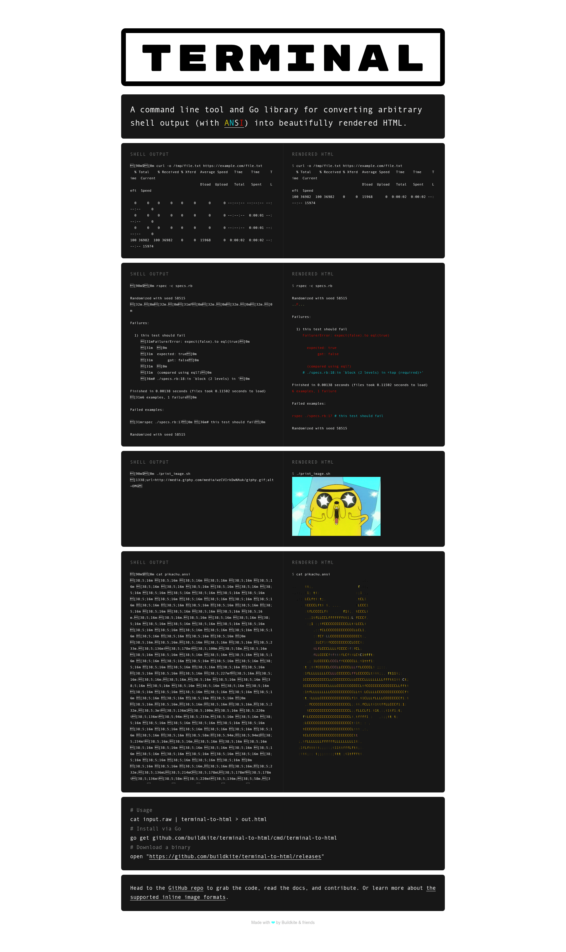 screenshot of Terminal-to-HTML on template0.com