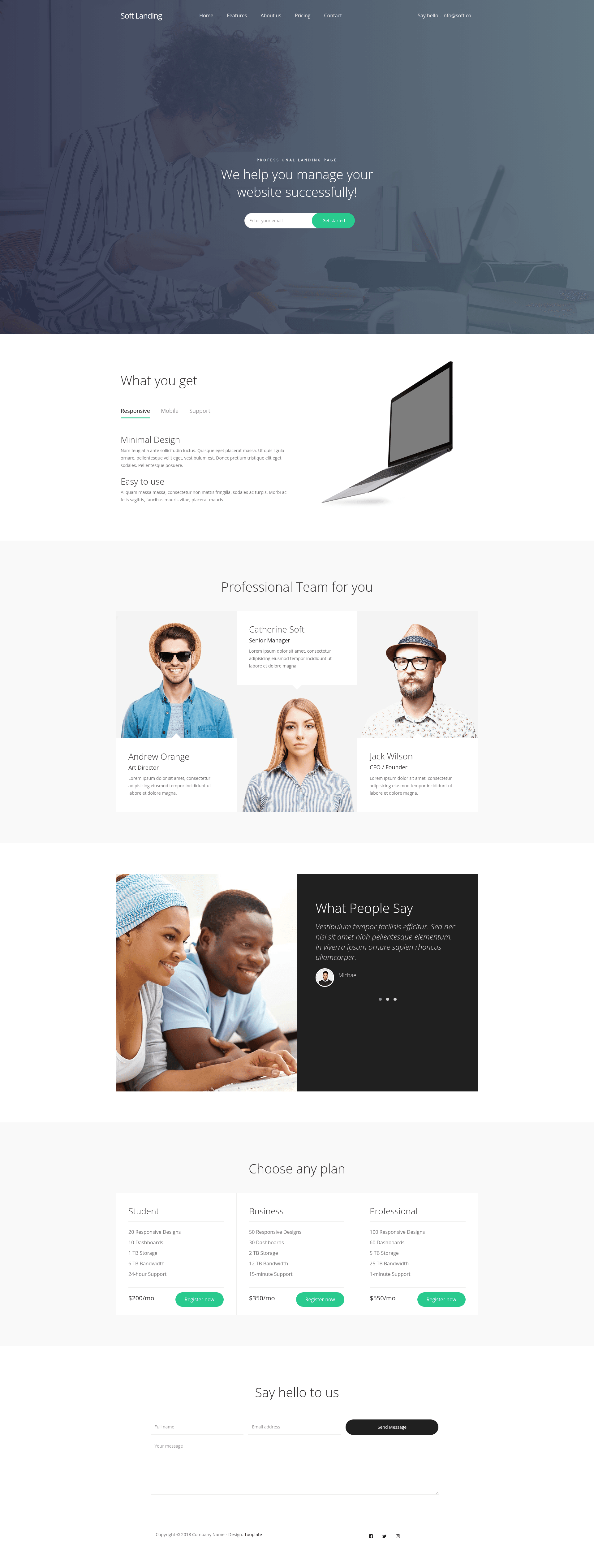 screenshot of Soft Landing on template0.com