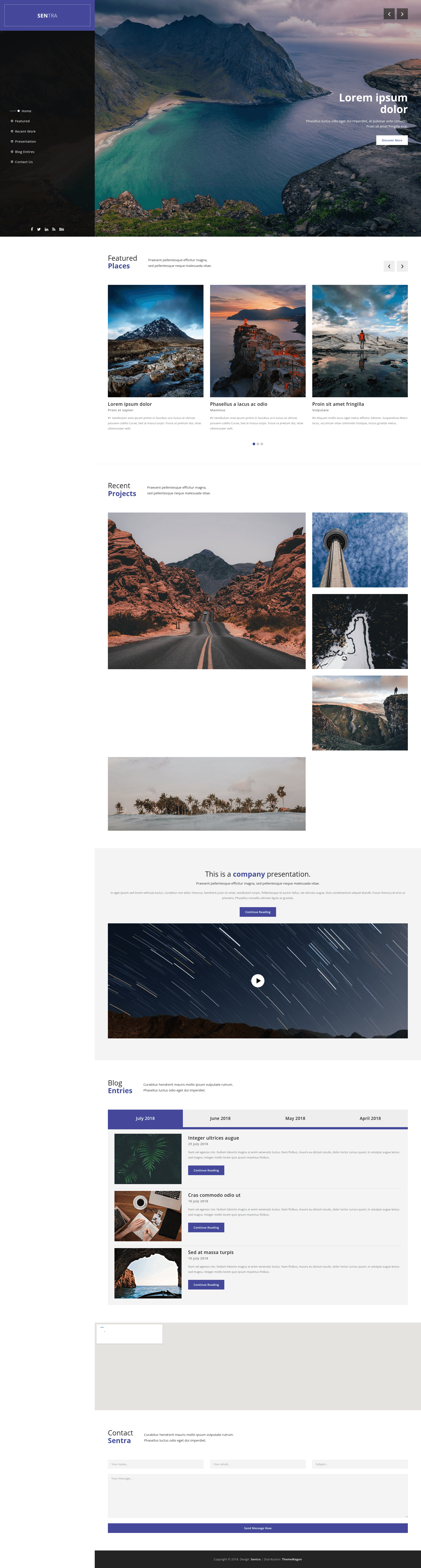 screenshot of Sentra – One Page Free Responsive Agency Template on template0.com