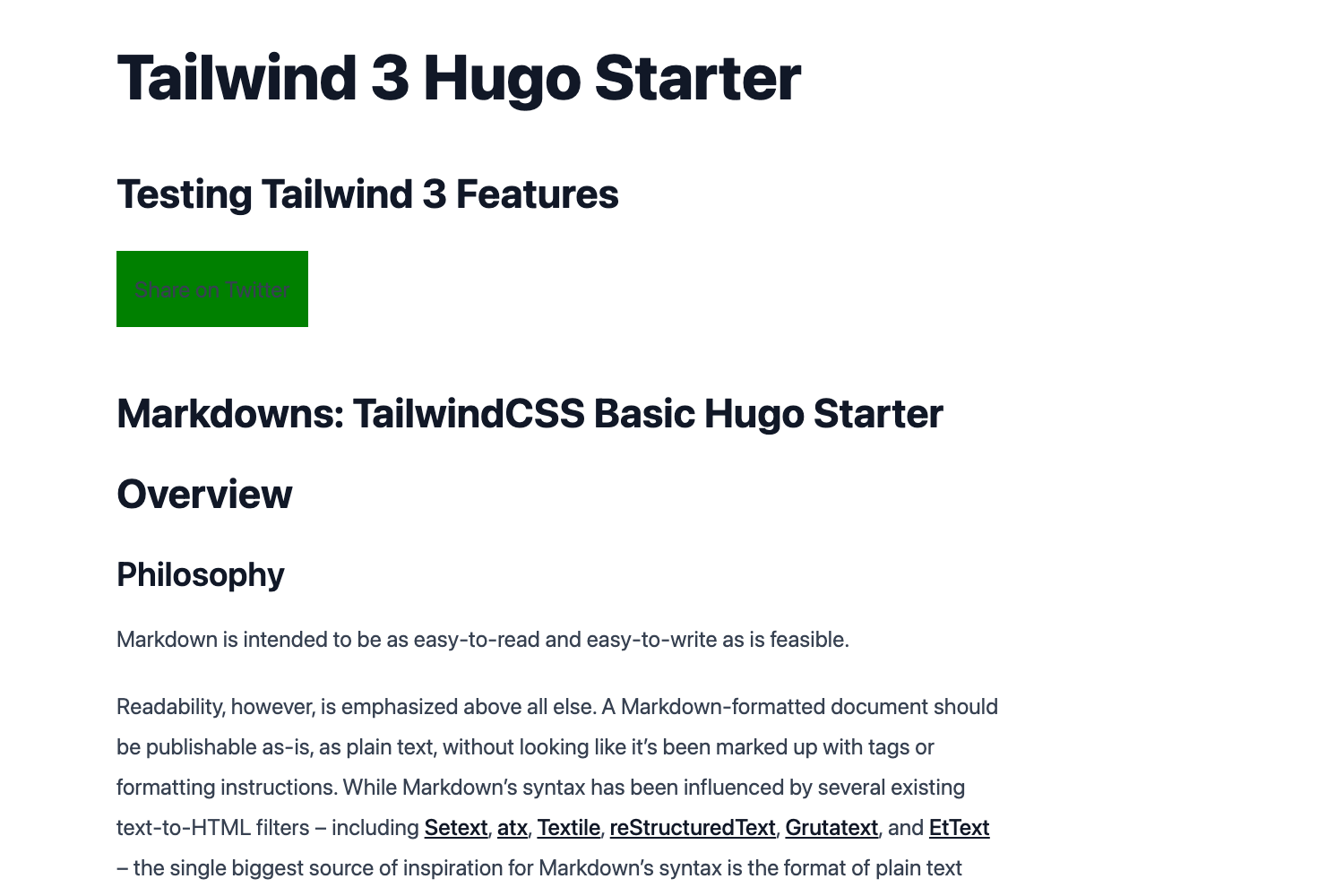 Hugo Starter Tailwind Basic preview