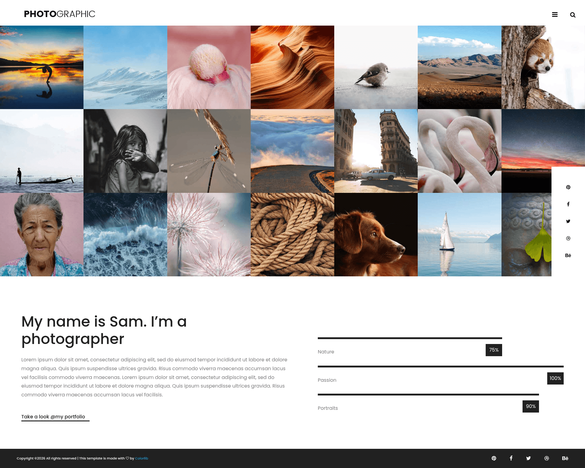 screenshot of Photographer on template0.com