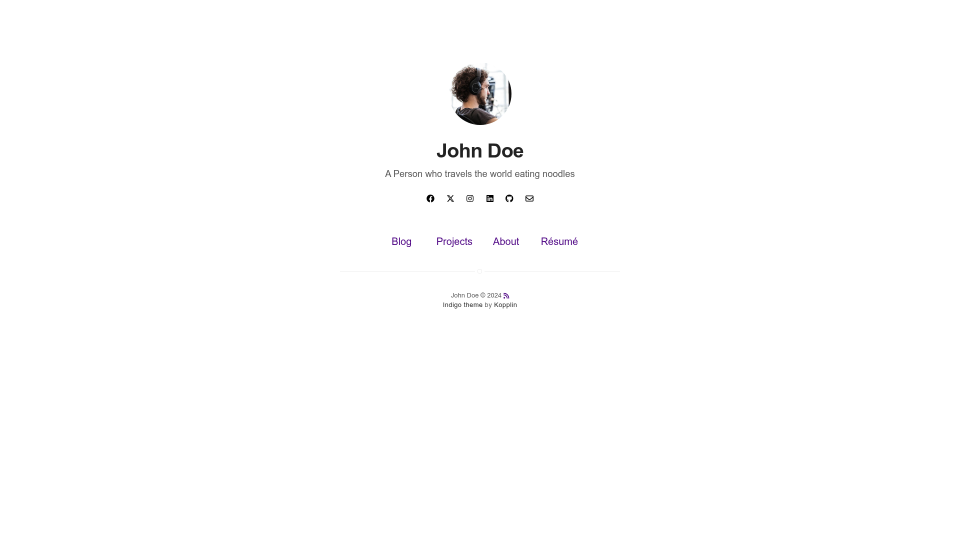 screenshot of Jekyll Indigo on template0.com