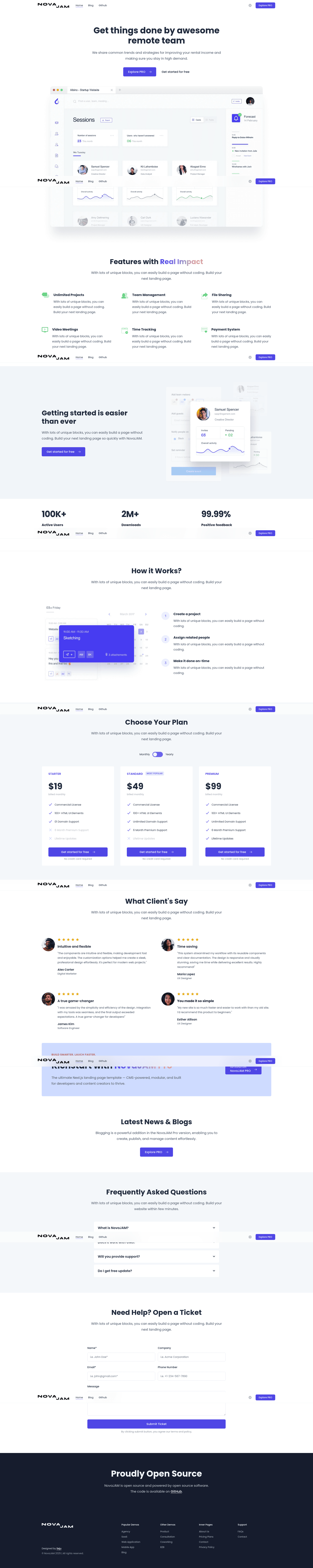 screenshot of NovaJAM on template0.com