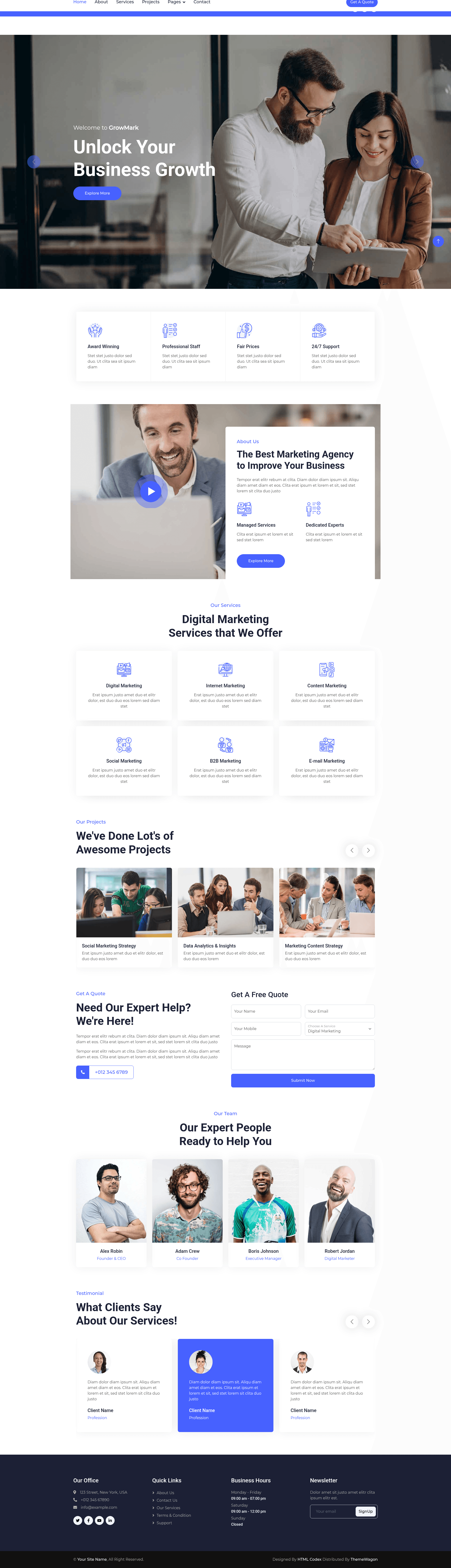 screenshot of GrowMark – Free Bootstrap 5 Digital Marketing Agency Template on template0.com