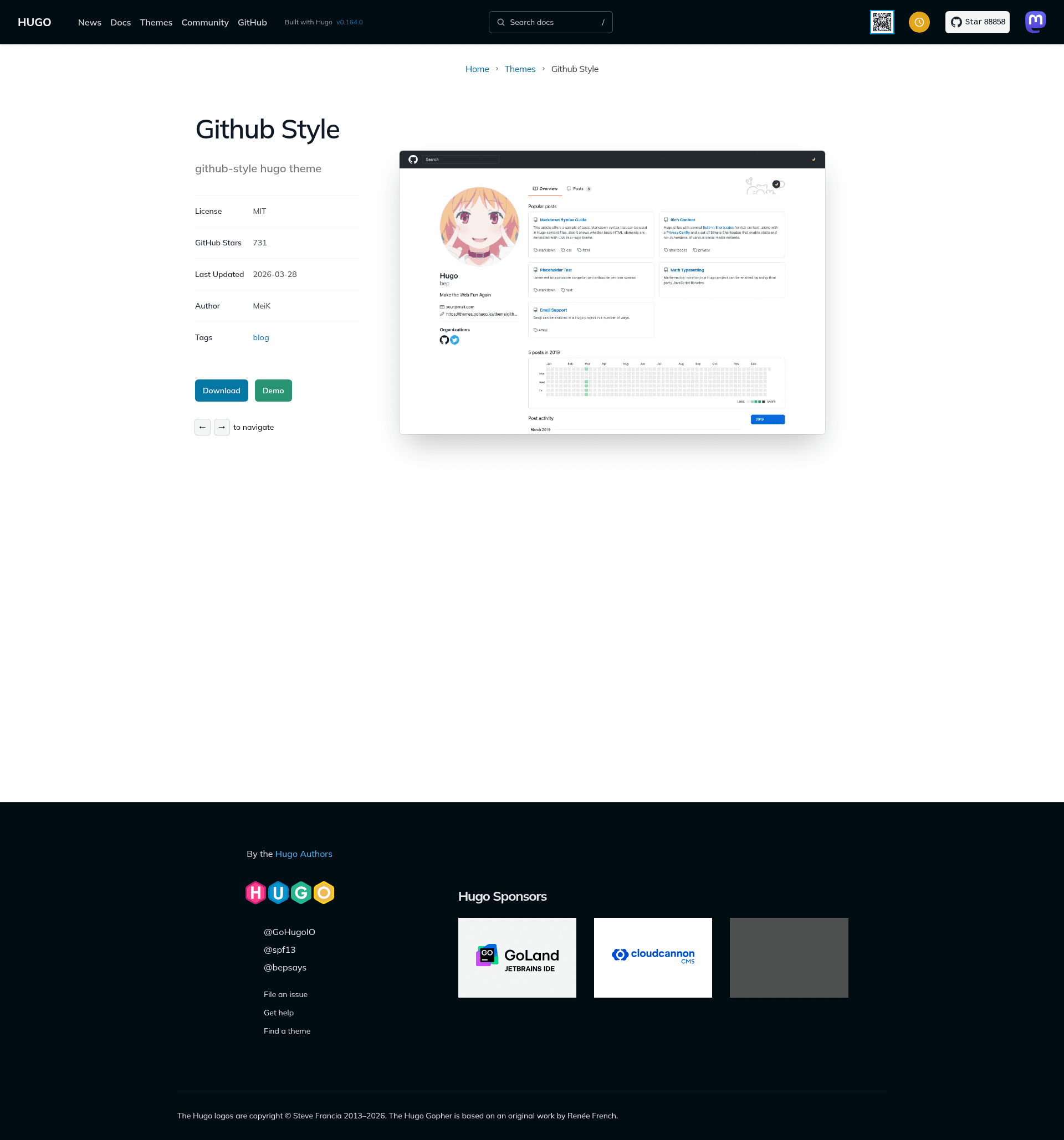 screenshot of github-style on template0.com