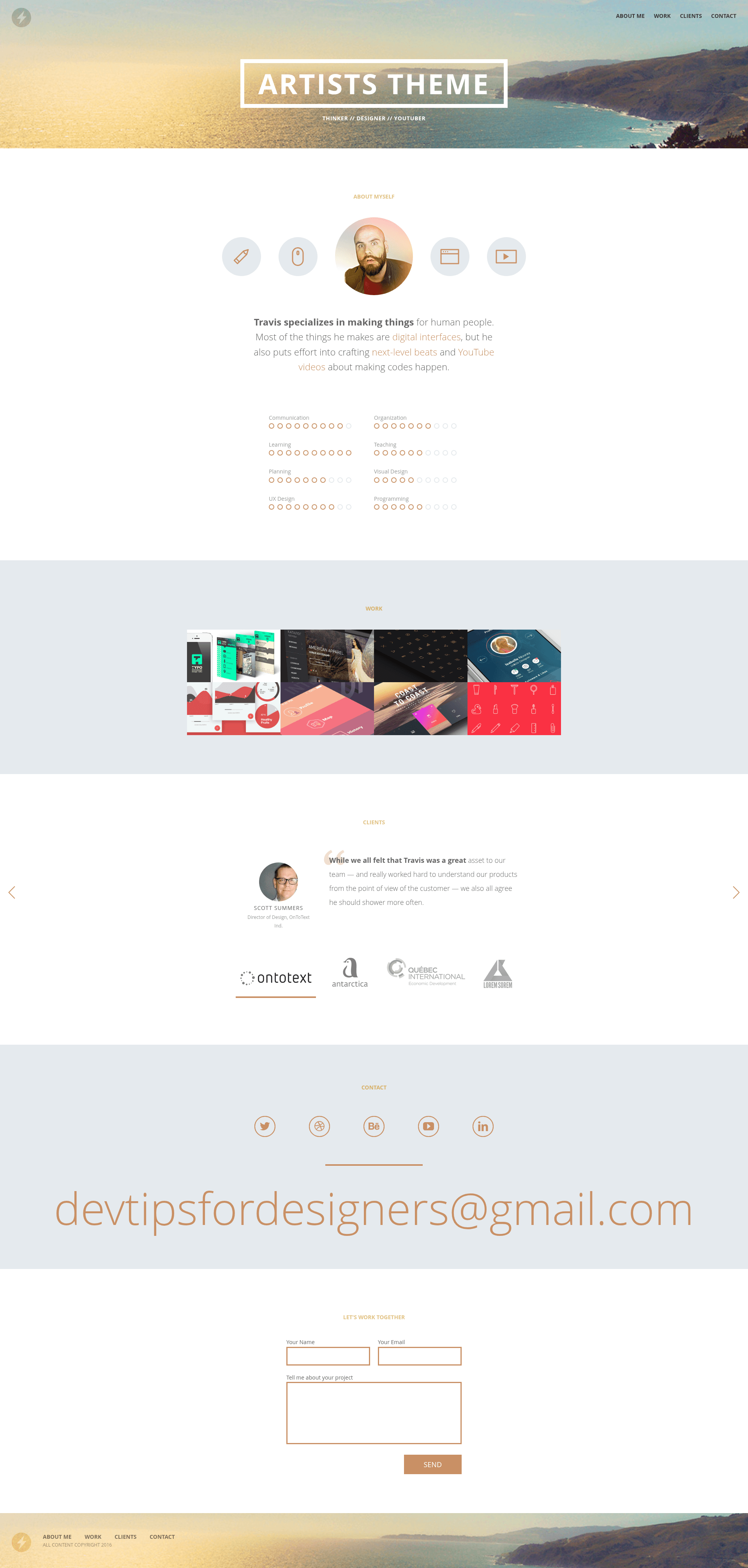 screenshot of Artists Theme on template0.com